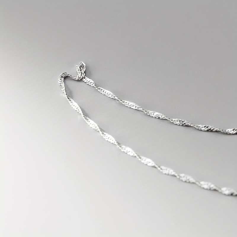 S925 Silver Wave Chain Necklace Women's Gift